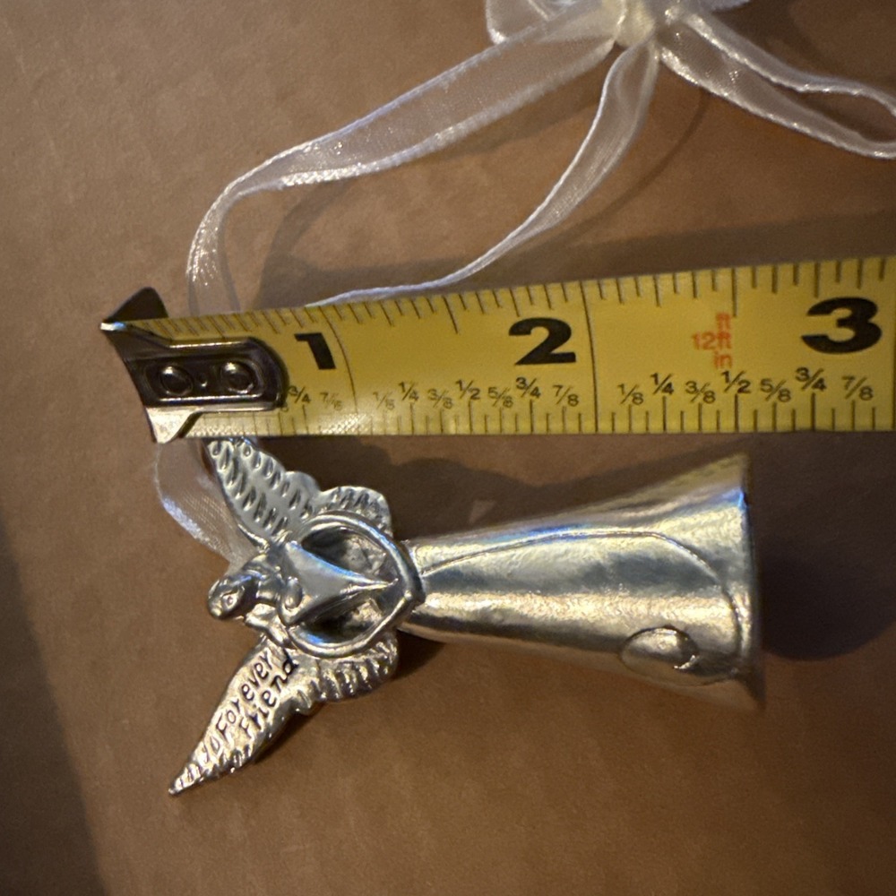 Serenity Silver Metal Friendship Angel Ornament Bell Forever Friend - Picture 8 of 8